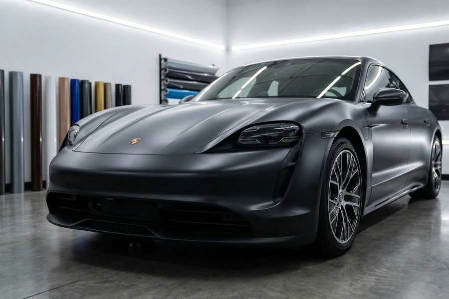 Voiture avec covering vinyle couleur mat